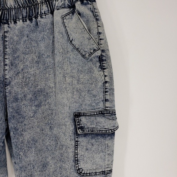 Hybrid & Co Acid Wash Cargo Crop Jogger Jeans 2X - Picture 3 of 9